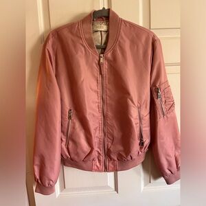 Zara Bomber Member’s Only Pink Blush Dusty Rose Retro Nylon Jacket